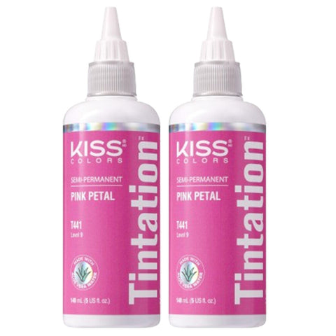 Kiss Tintation SemiPermanent Hair Colour with Aloe Vera 2x 148ml Pink Petal T441