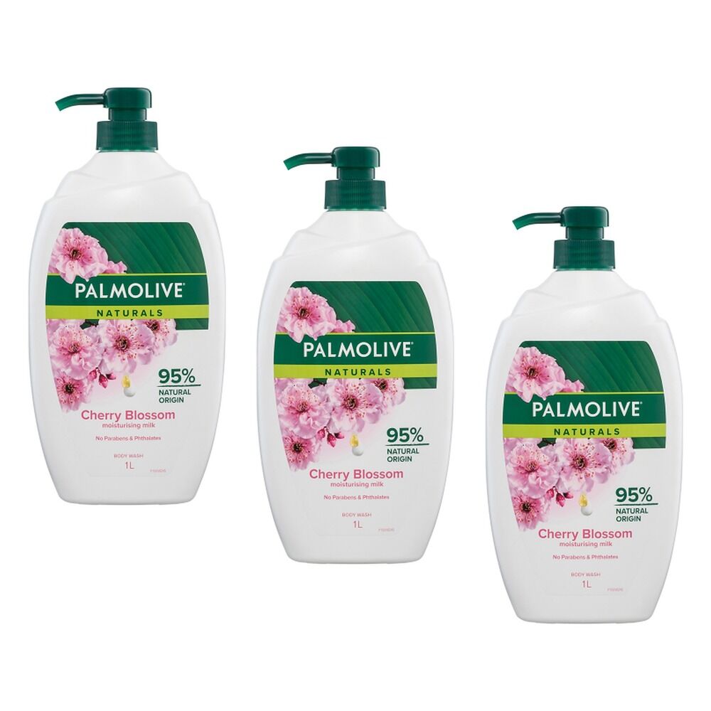 Palmolive Naturals Milk & Cherry Blossom Body Wash 1L Pack of 3