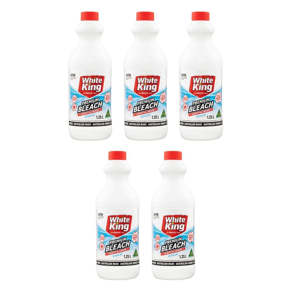 White King Premium Bleach Regular 1.25L x 6 Bundle of 5