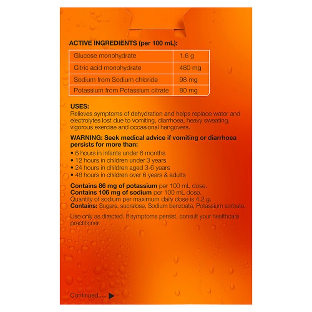 Hydralyte Orange Flavoured Electrolyte Solution 4 Pack