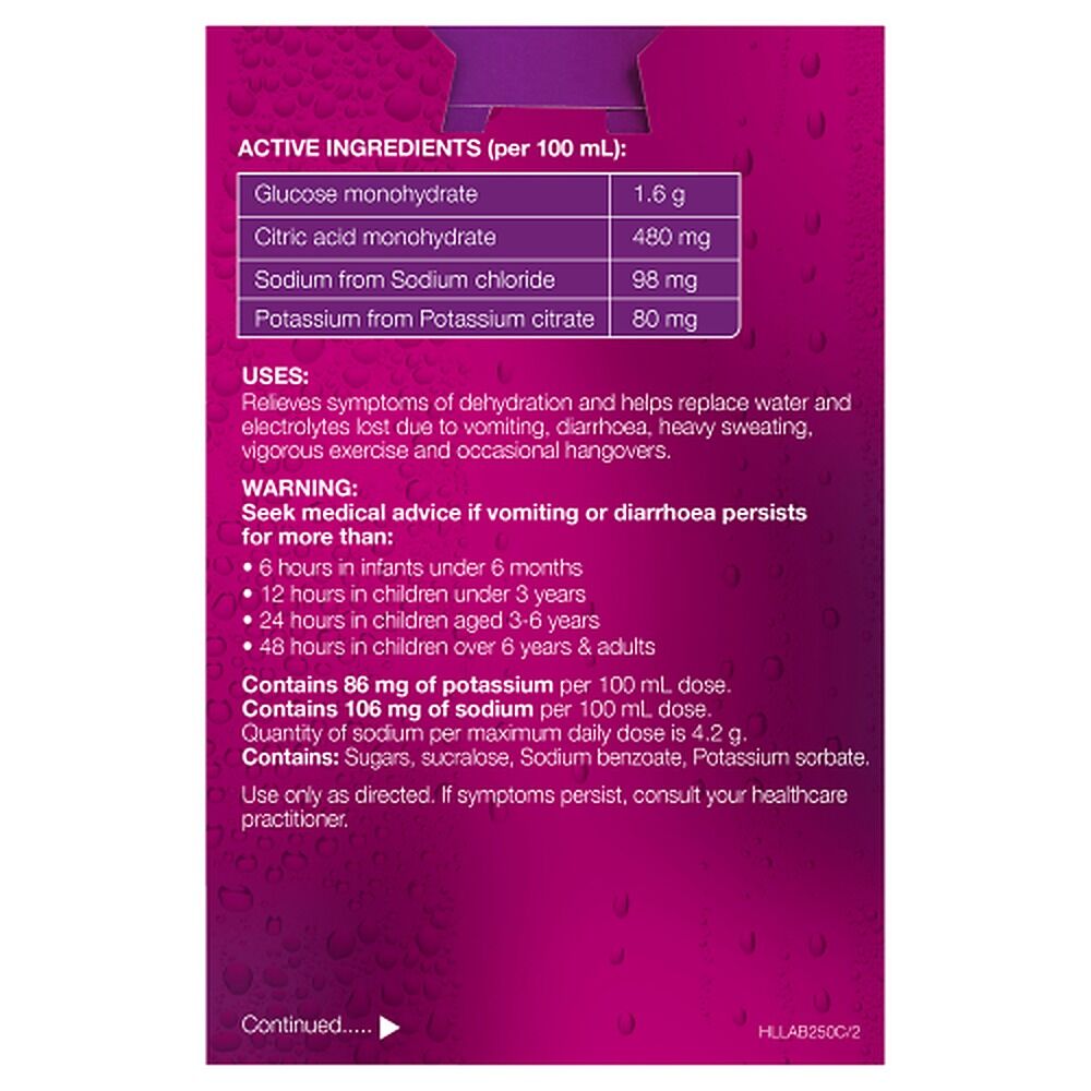 Hydralyte Apple Blackcurrant Flavoured Electrolyte Solution 4 Pack
