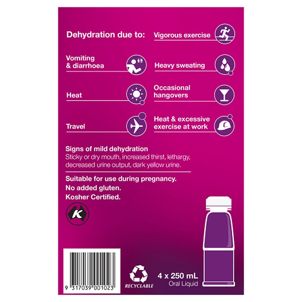 Hydralyte Apple Blackcurrant Flavoured Electrolyte Solution 4 Pack