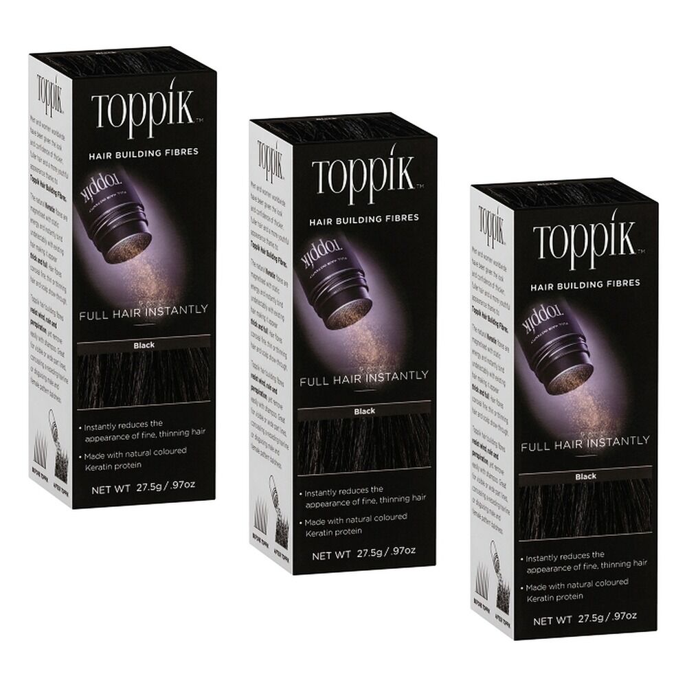 Toppik Hair Building Fibres Black 27.5g Pack of 3