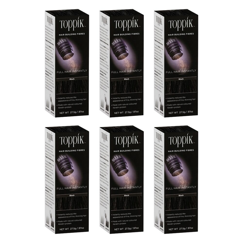 Toppik Hair Building Fibres Black 27.5g Pack of 6