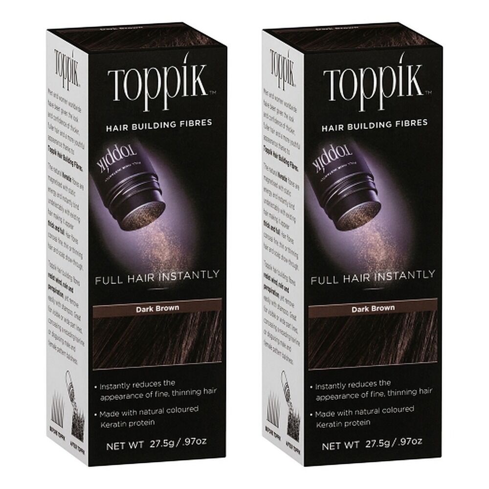 Toppik Hair Building Fibres Dark Brown 27.5g Pack of 2