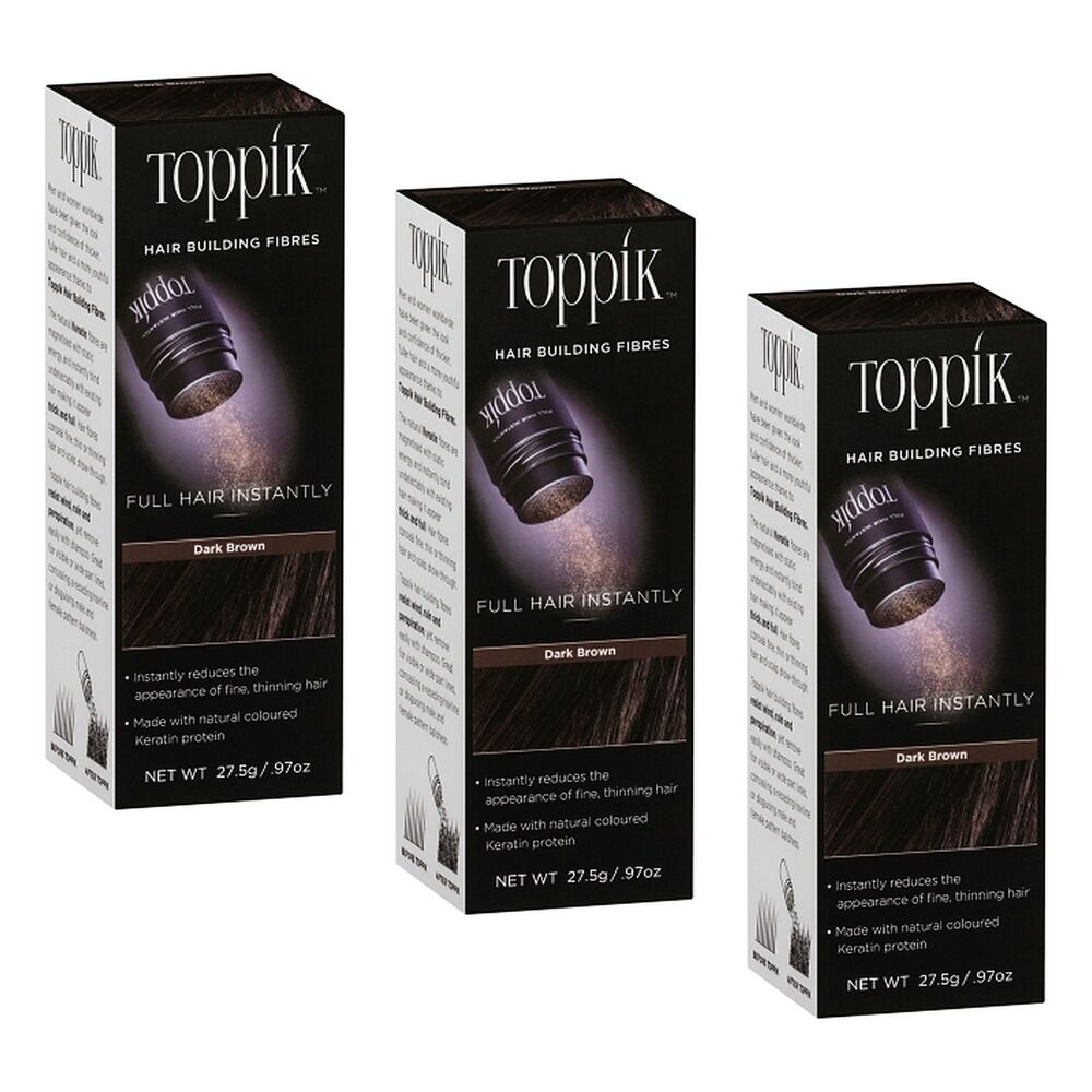 Toppik Hair Building Fibres Dark Brown 27.5g Pack of 3