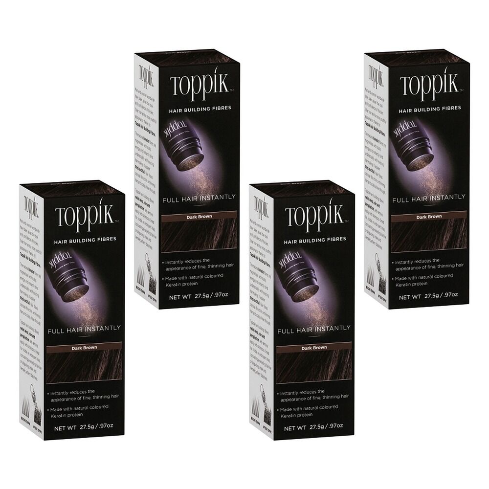 Toppik Hair Building Fibres Dark Brown 27.5g Pack of 4