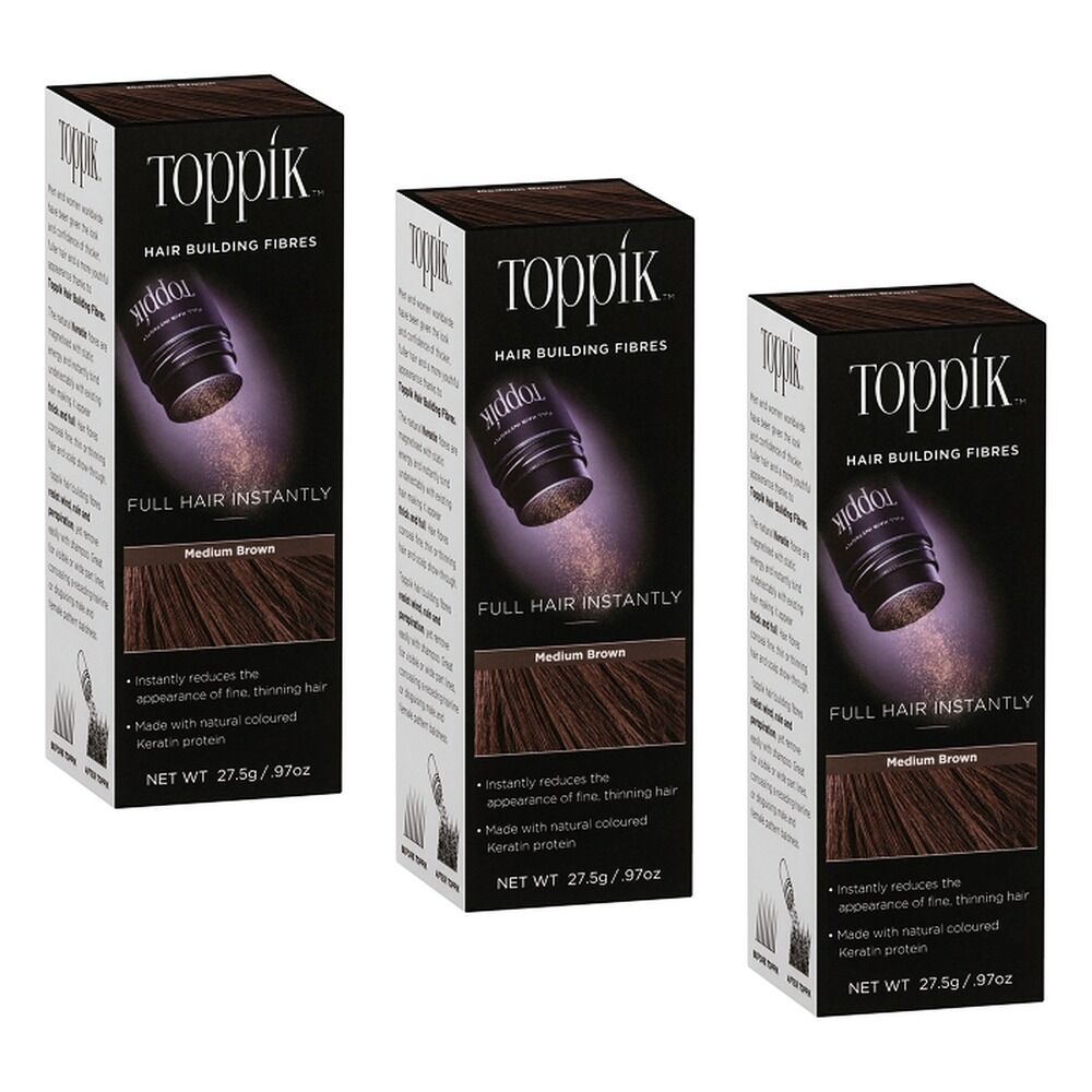 Toppik Hair Building Fibres Medium Brown 27.5g Pack of 3