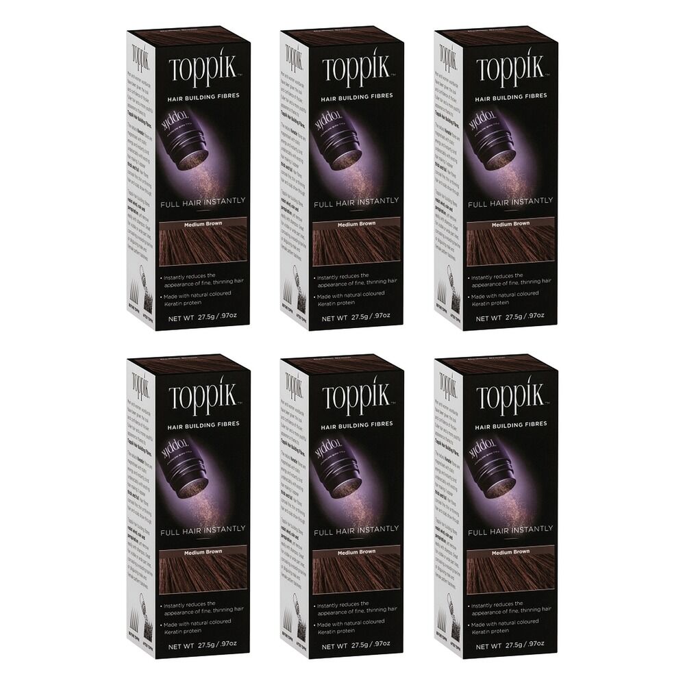 Toppik Hair Building Fibres Medium Brown 27.5g Pack of 6