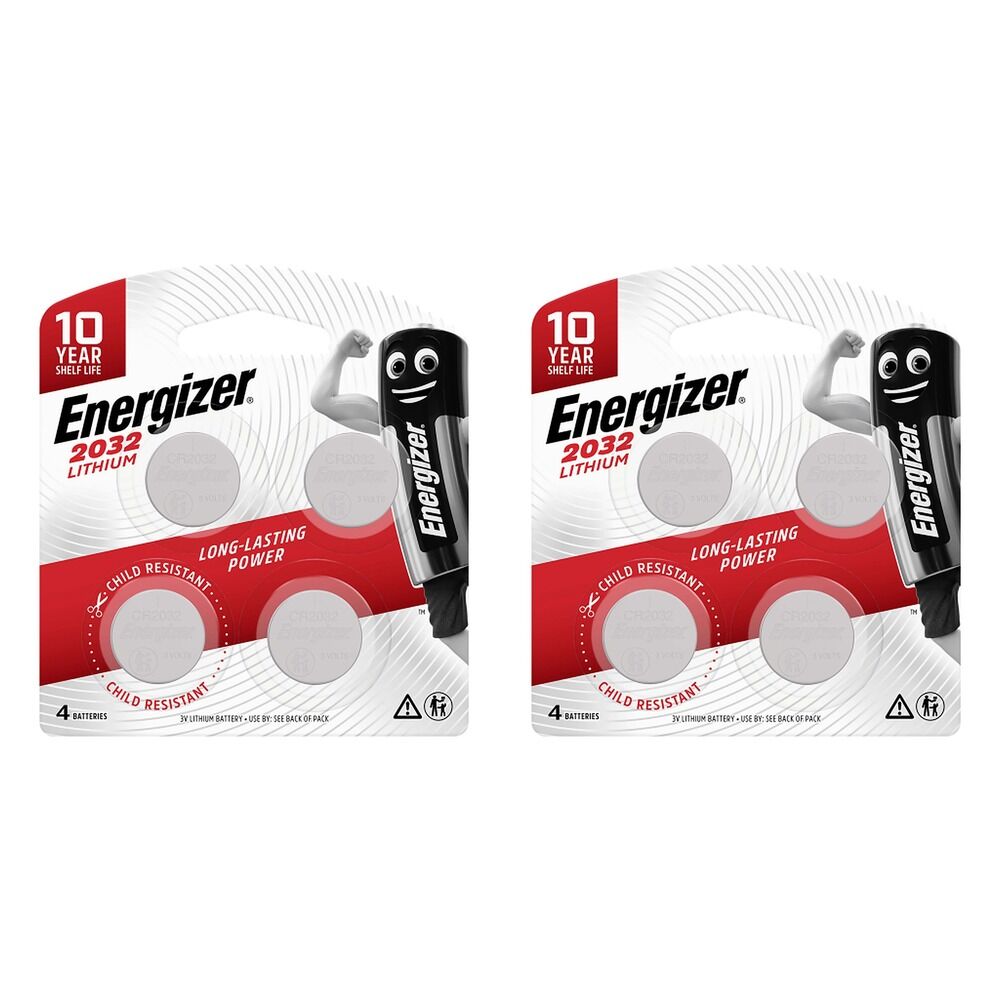 Energizer 2032 Lithium Coin Batteries 4 Pack Bundle of 2