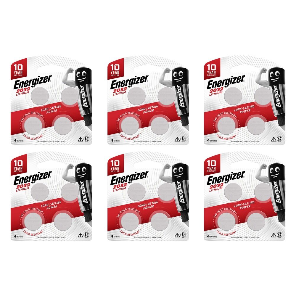 Energizer 2032 Lithium Coin Batteries 4 Pack Bundle of 6