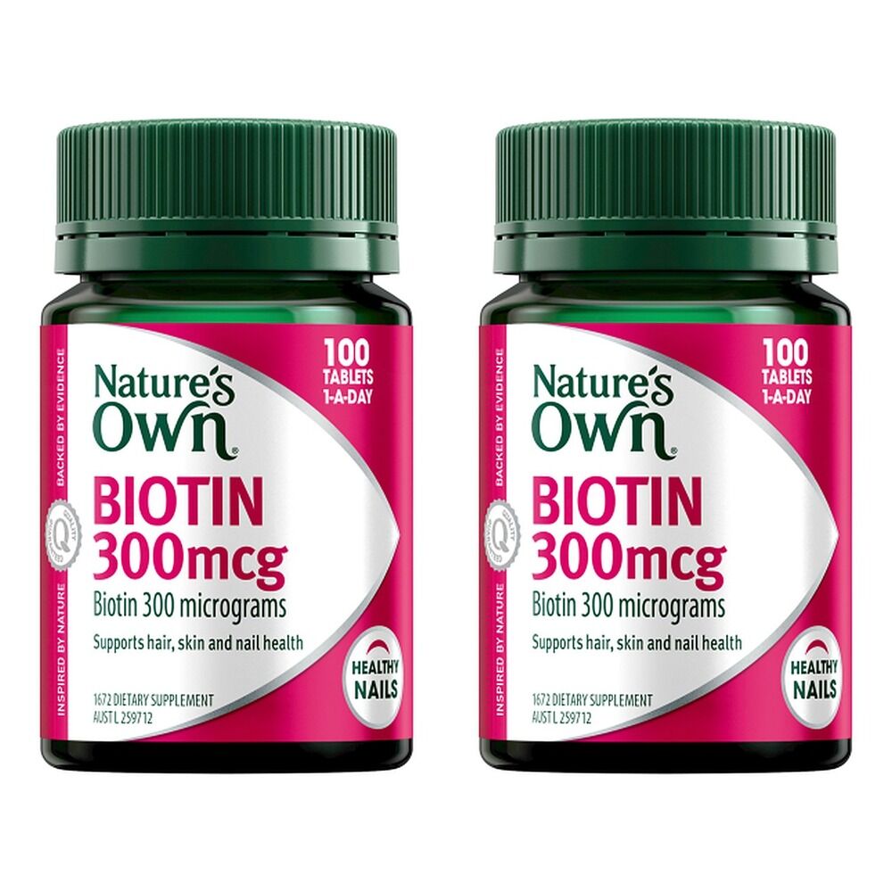 Nature's Own Biotin 300mcg 100 Tablets Pack of 2