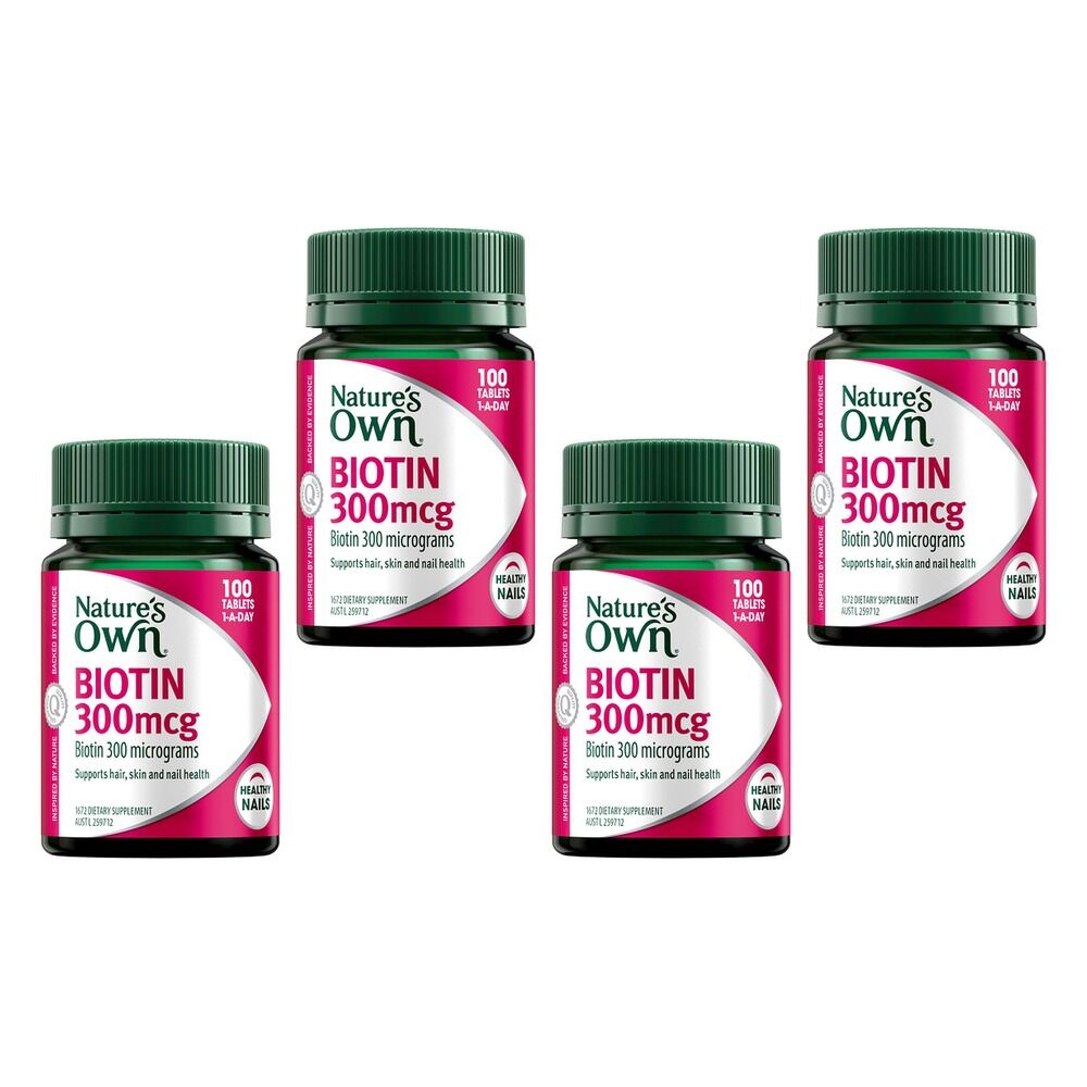 Nature's Own Biotin 300mcg 100 Tablets Pack of 4