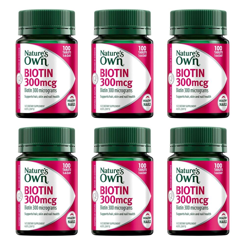 Nature's Own Biotin 300mcg 100 Tablets Pack of 6