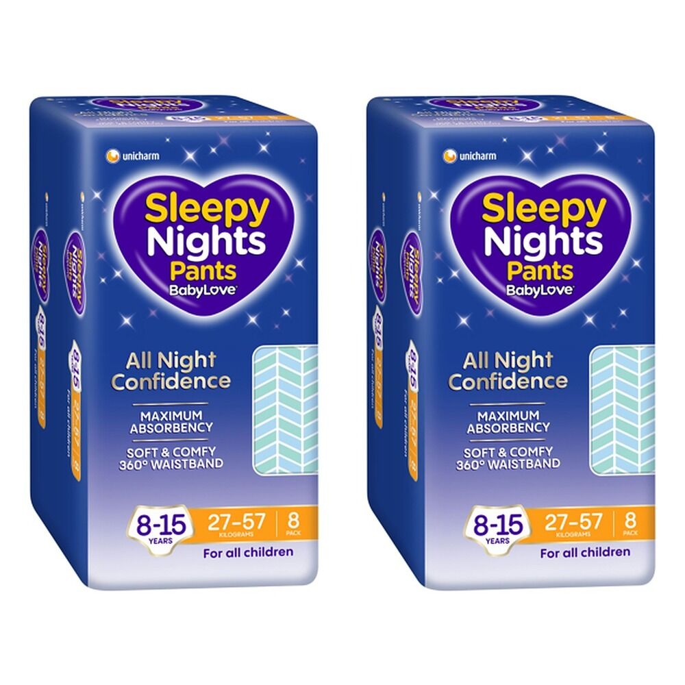 Baby Love Sleepy Nights Pants 8-15 Years (27-58kg) 8 Pack x 4 Bundle of 2