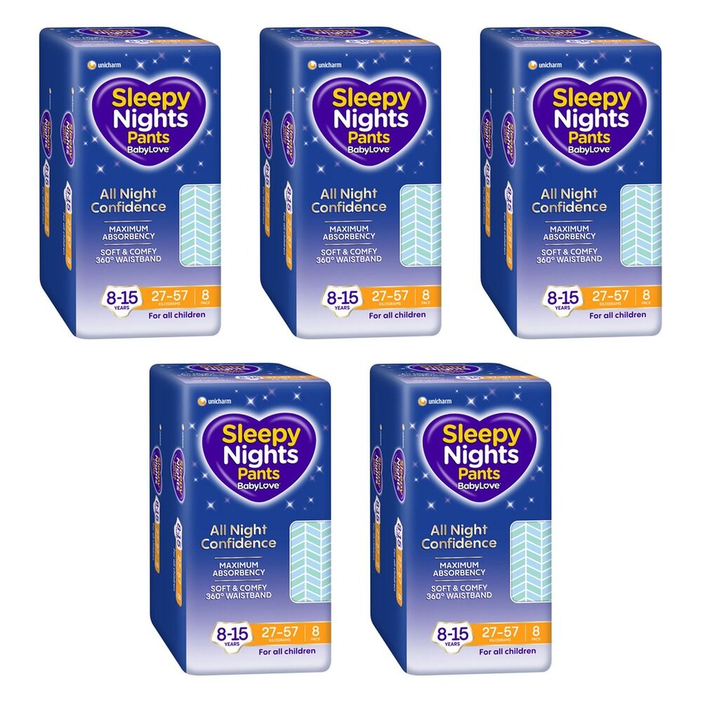 Baby Love Sleepy Nights Pants 8-15 Years (27-58kg) 8 Pack x 4 Bundle of 5