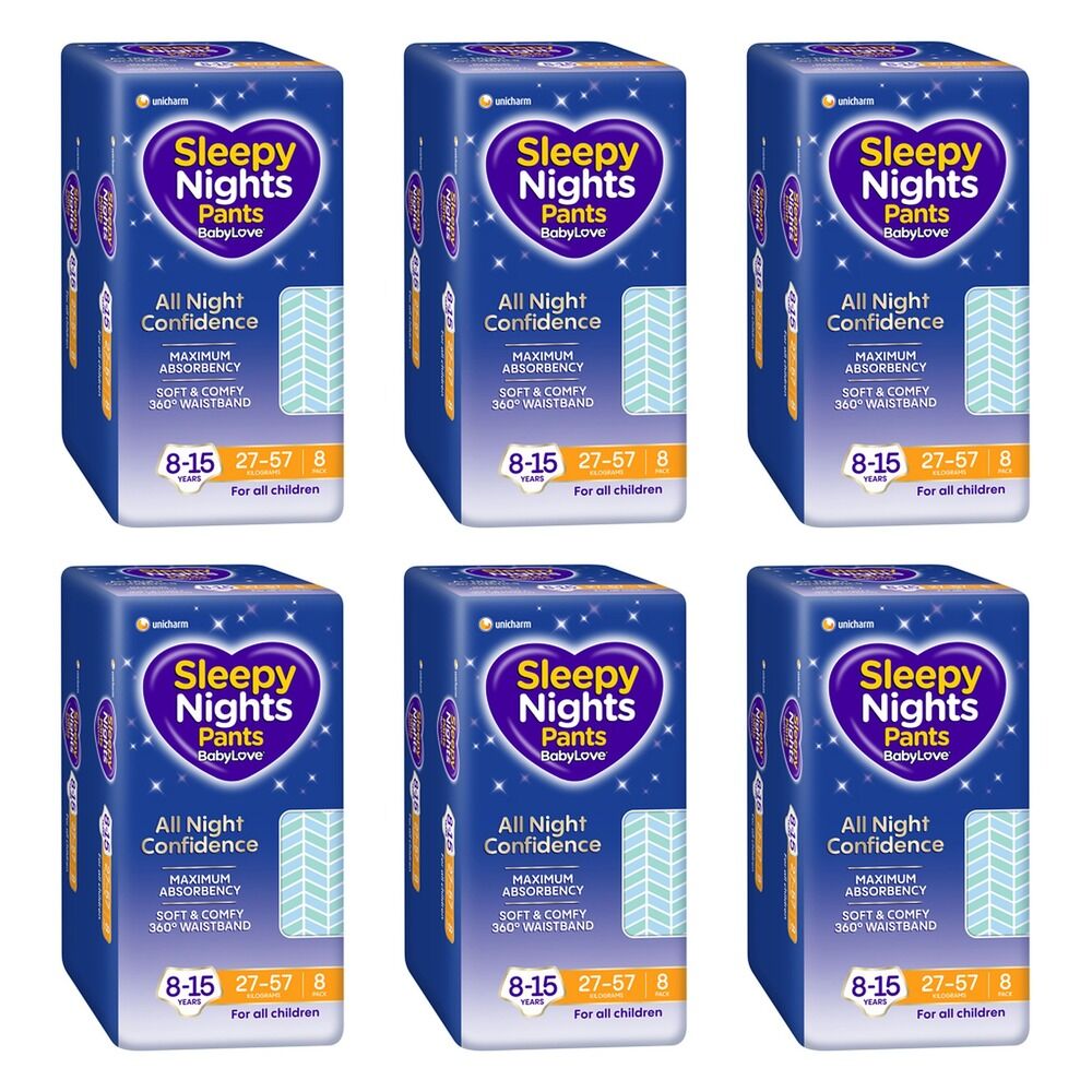 Baby Love Sleepy Nights Pants 8-15 Years (27-58kg) 8 Pack x 4 Bundle of 6