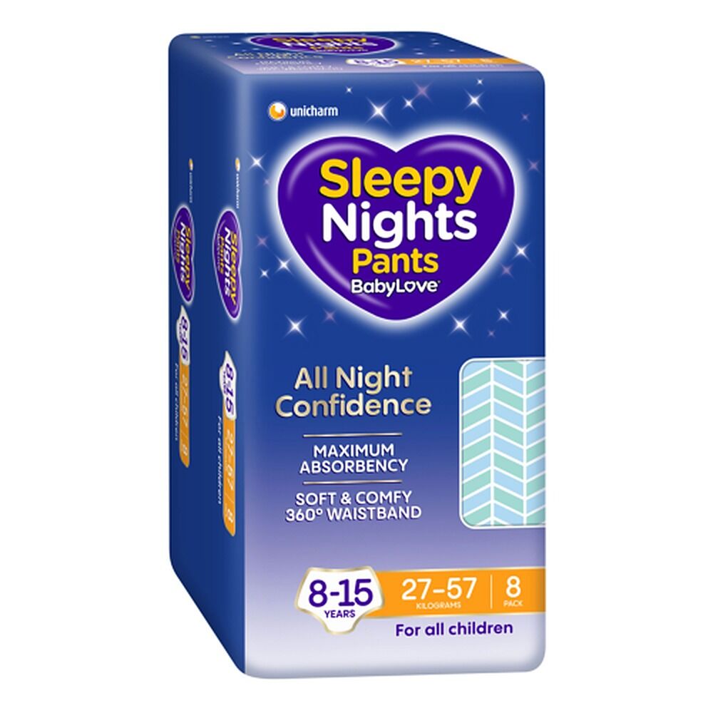 Baby Love Sleepy Nights Pants 8-15 Years (27-58kg) 8 Pack