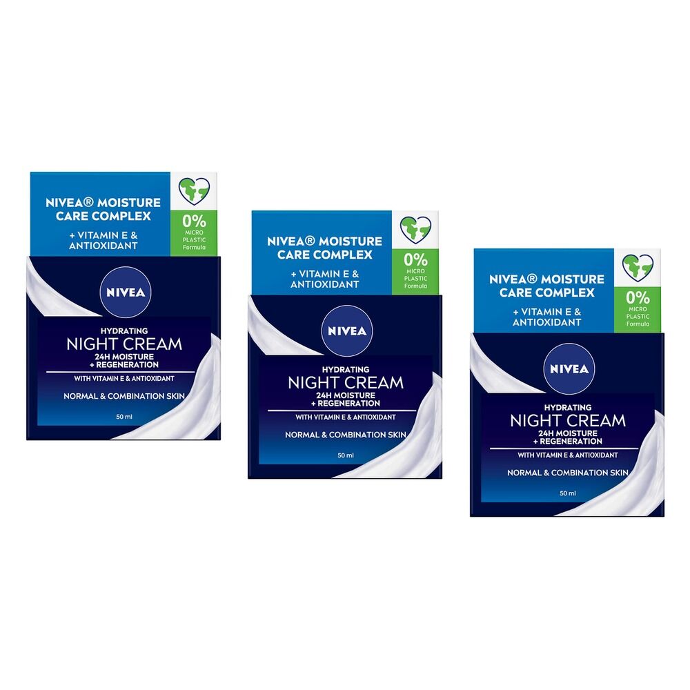 NIVEA Hydrating Night Cream 50mL Pack of 3