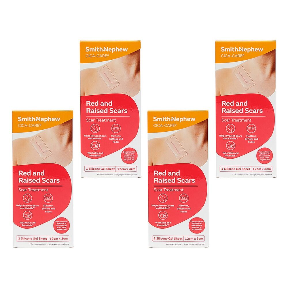 Cica-Care Scar Treatment Silicone Gel Sheet 12cm x 3cm Pack of 4