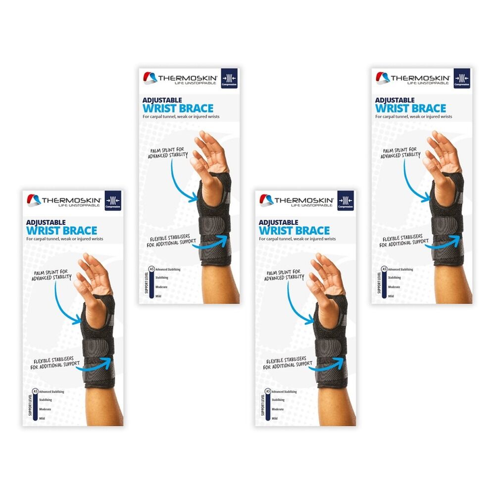 Thermoskin Adjustable Wrist Brace Right Black Pack of 4