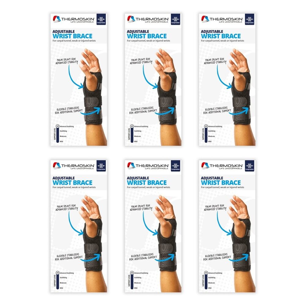 Thermoskin Adjustable Wrist Brace Right Black Pack of 6