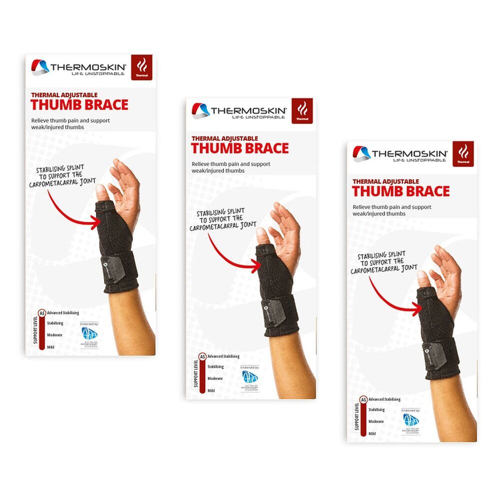 Thermoskin Thermal Adjustable Thumb Brace Black Pack of 3