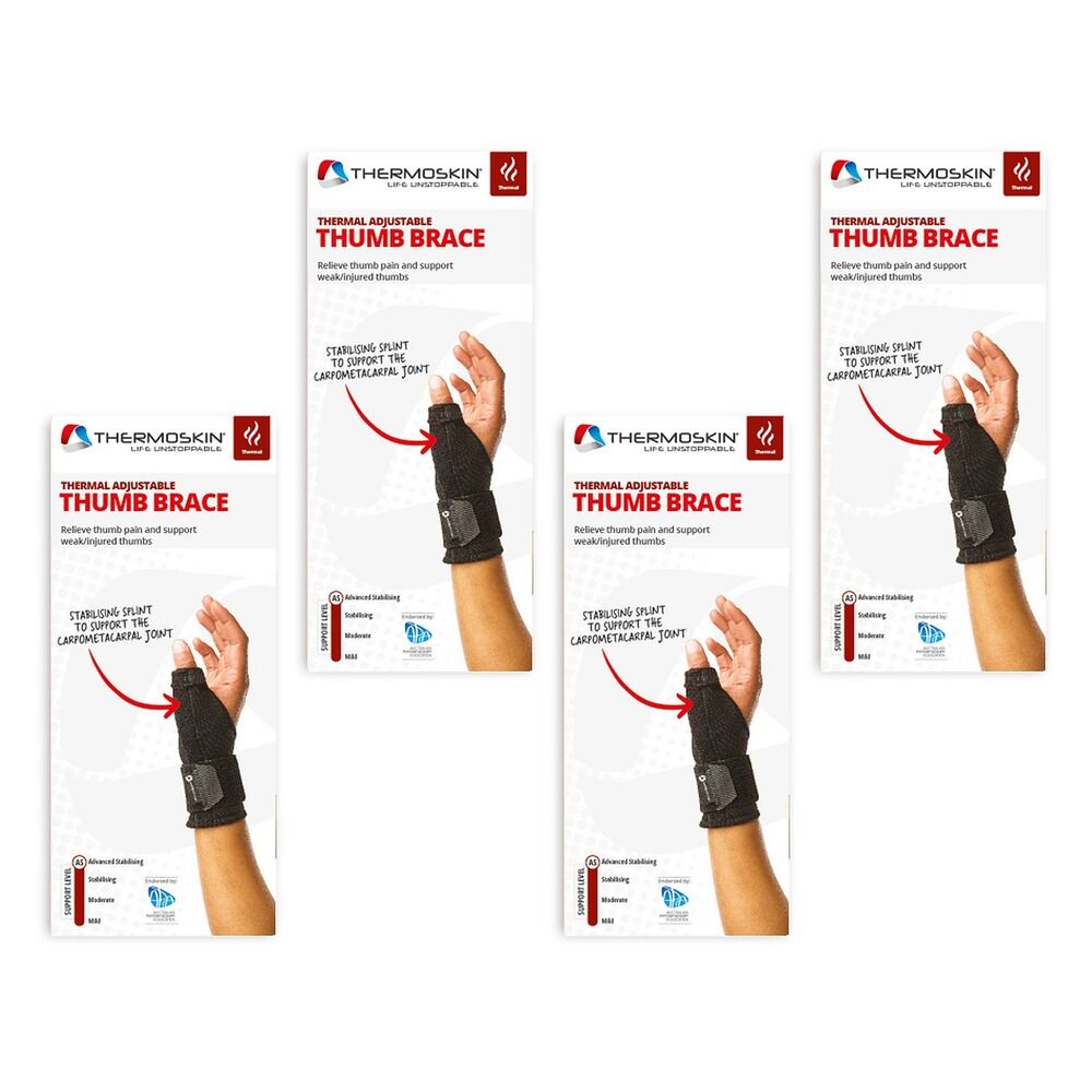 Thermoskin Thermal Adjustable Thumb Brace Black Pack of 4