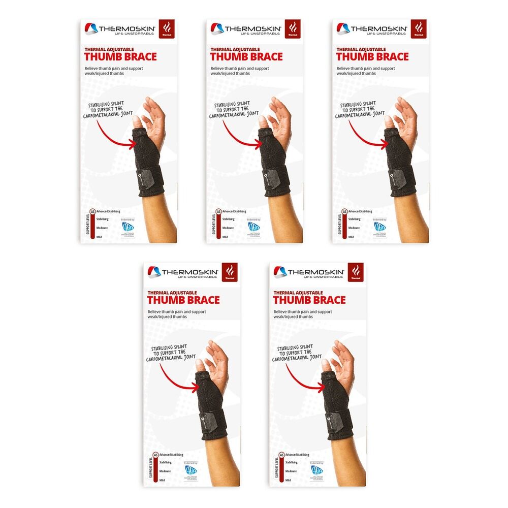 Thermoskin Thermal Adjustable Thumb Brace Black Pack of 5