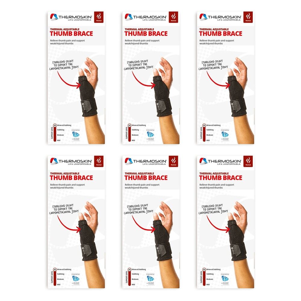 Thermoskin Thermal Adjustable Thumb Brace Black Pack of 6