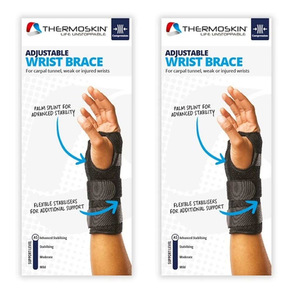 Thermoskin Adjustable Wrist Brace Left Black Pack of 2