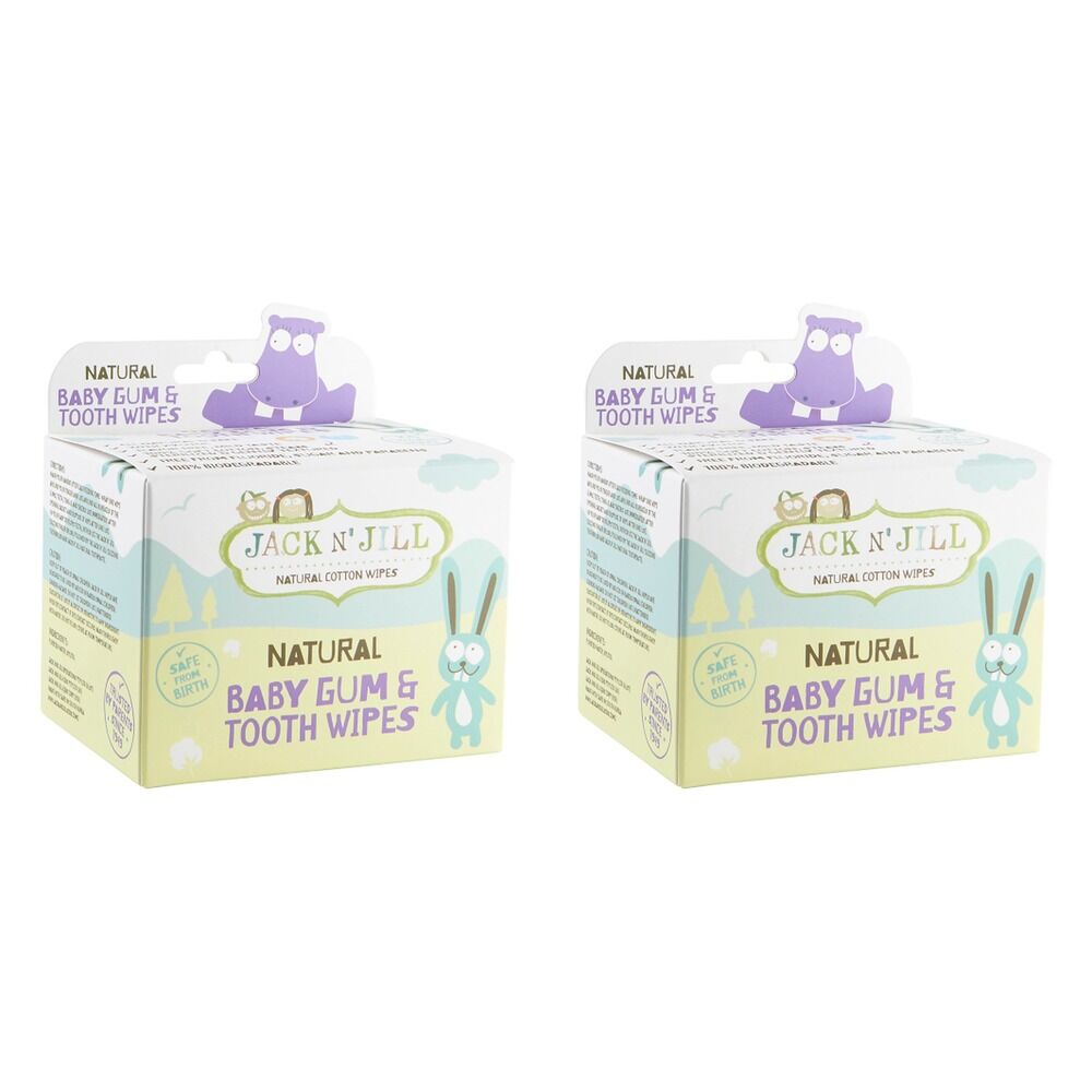Jack N' Jill Tooth & Gum Wipes, Xylitol Infused, 25 Wipes Pack of 2