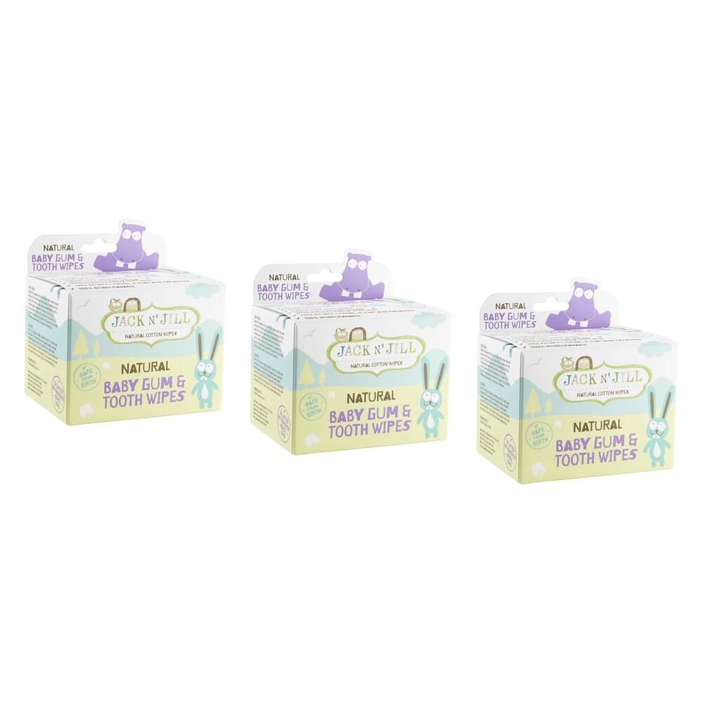 Jack N' Jill Tooth & Gum Wipes, Xylitol Infused, 25 Wipes Pack of 3