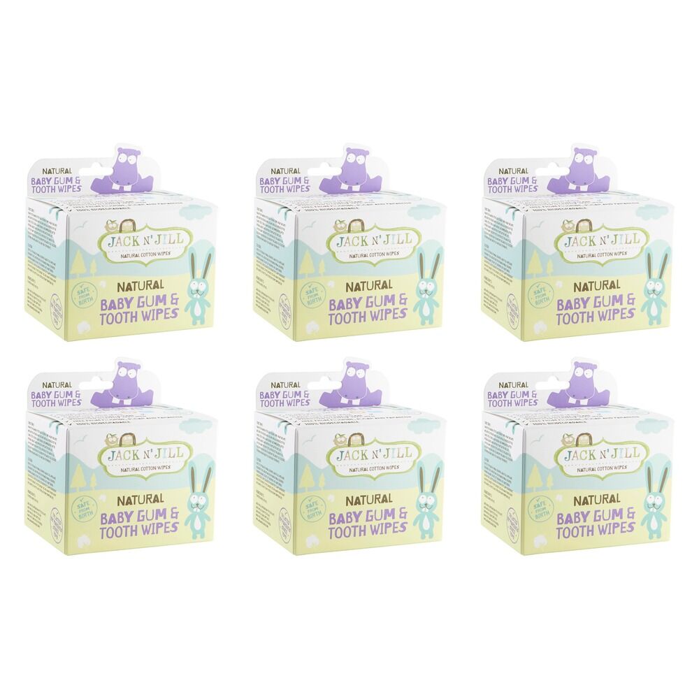 Jack N' Jill Tooth & Gum Wipes, Xylitol Infused, 25 Wipes Pack of 6