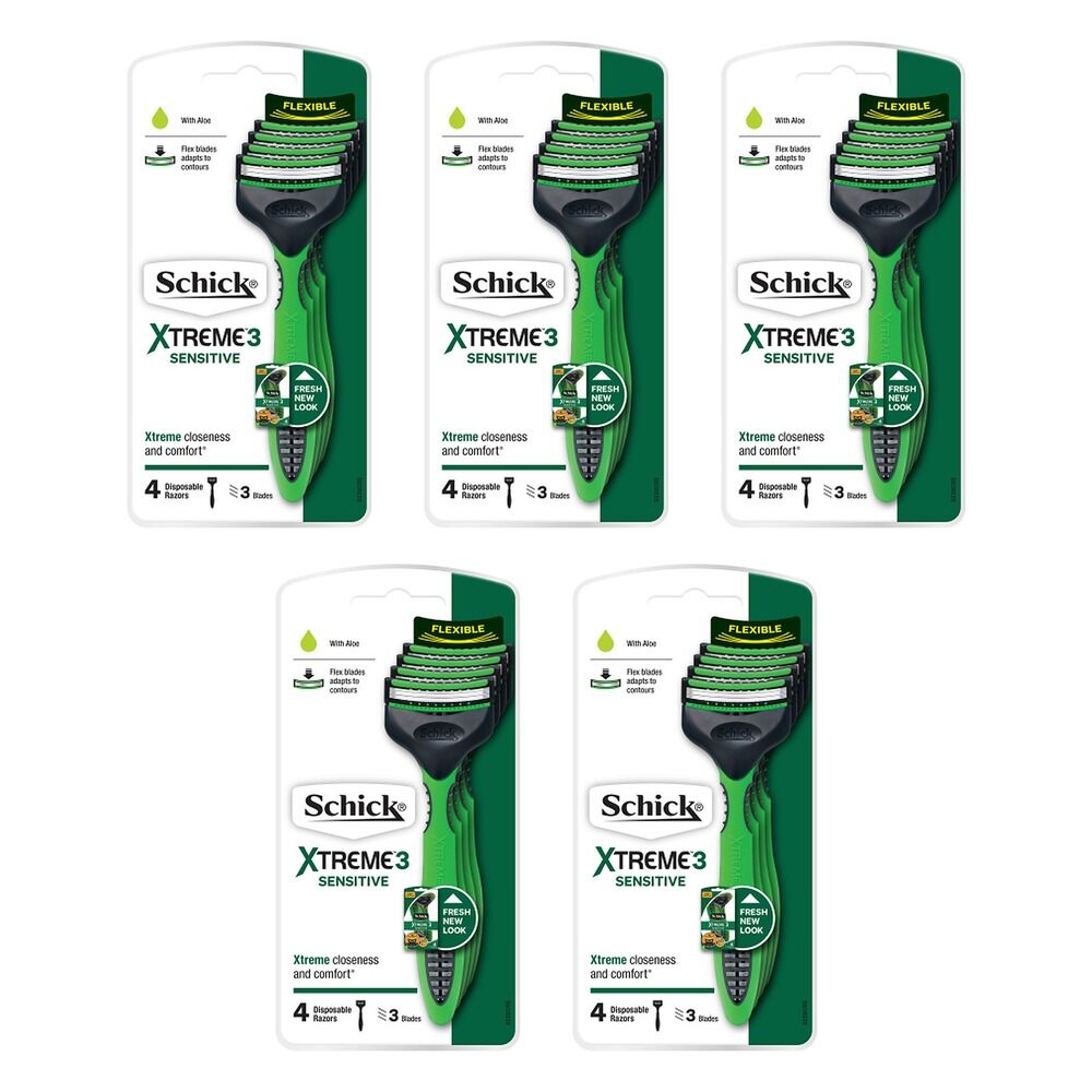 Schick Xtreme 3 Sensitive Disposable Razor 4 Pack x 6 Bundle of 5