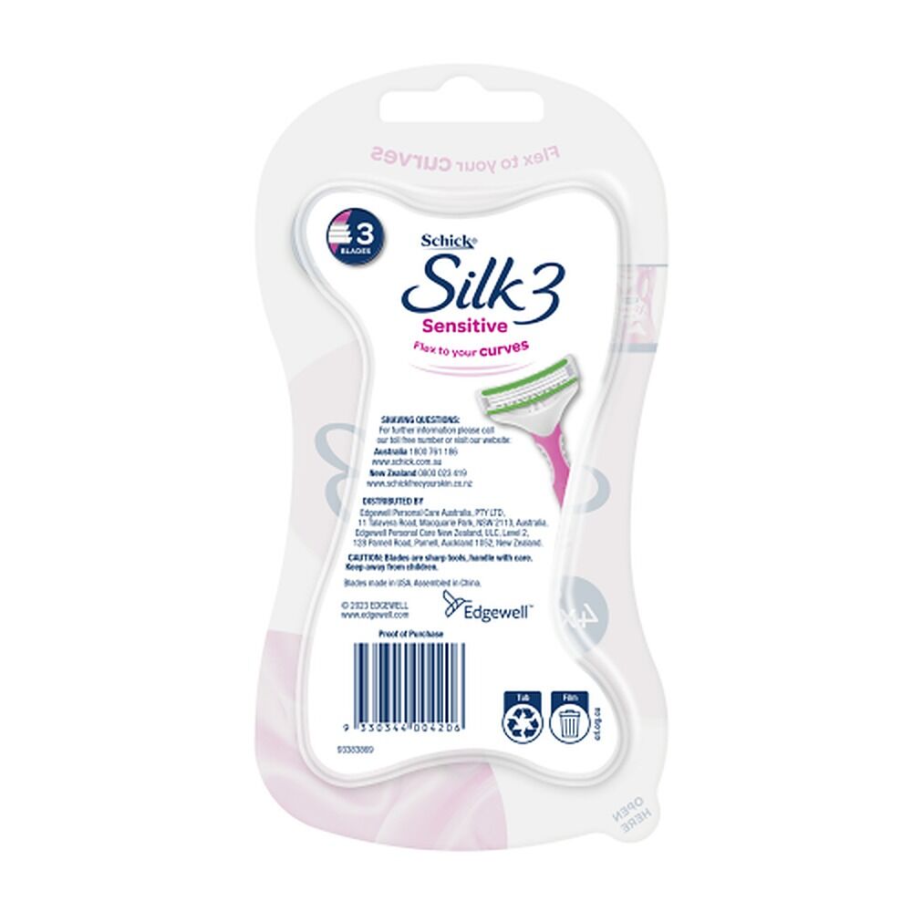 Schick Silk 3 Sensitive Disposable Razors 4 Pack