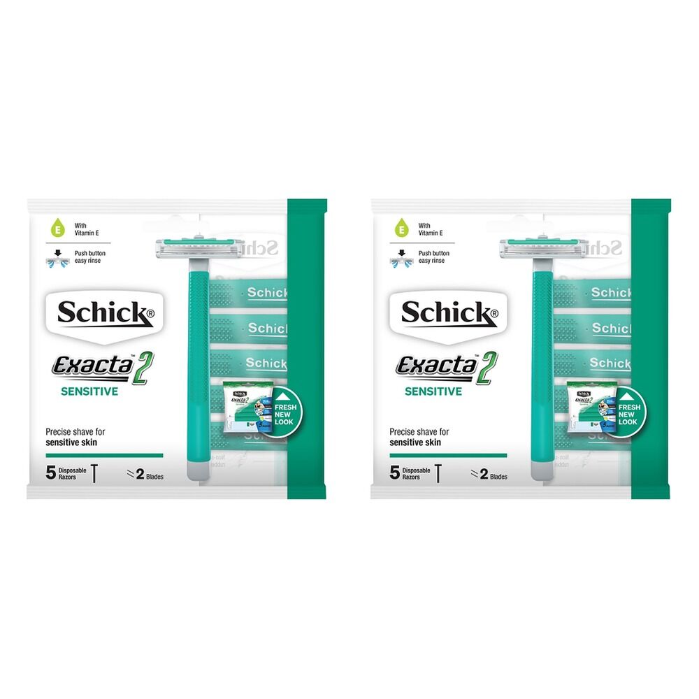 Schick Exacta2 Sensitive Disposable Razors 5 Pack Bundle of 2