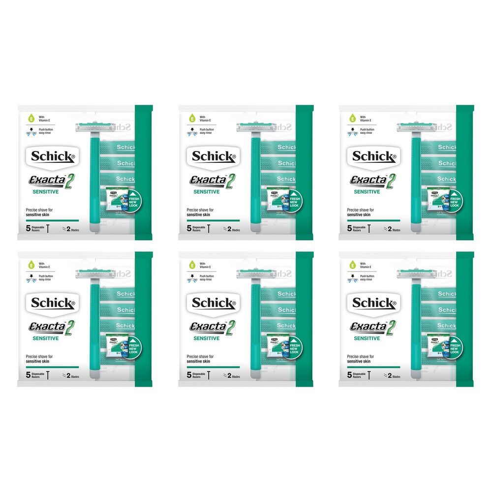 Schick Exacta2 Sensitive Disposable Razors 5 Pack Bundle of 6