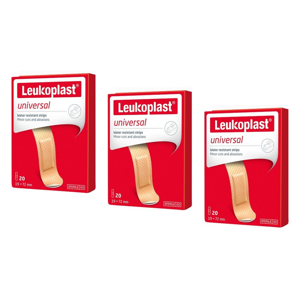 Leuko Leukoplast Universal Finger Dressings 20 Pack Bundle of 3