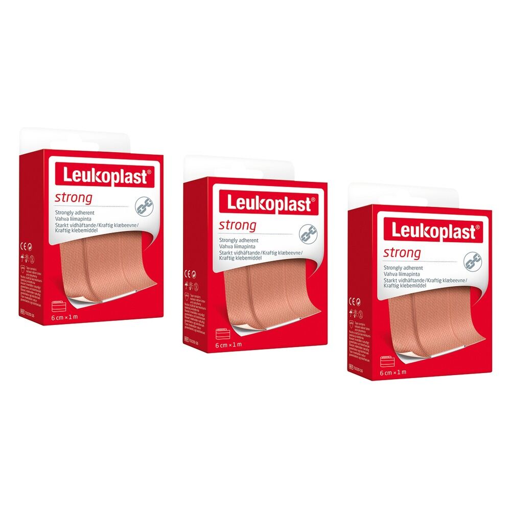 Leuko Leukoplast Strong First Aid Dressing 6cm x 1m Roll Pack of 3