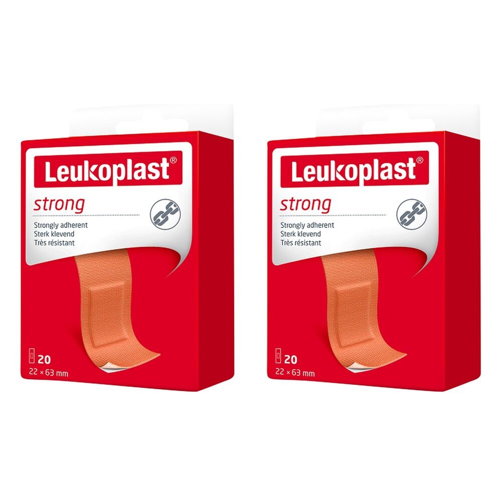 Leuko Leukoplast Strong First Aid Dressing 22mm x 63mm 20 Pack Bundle of 2