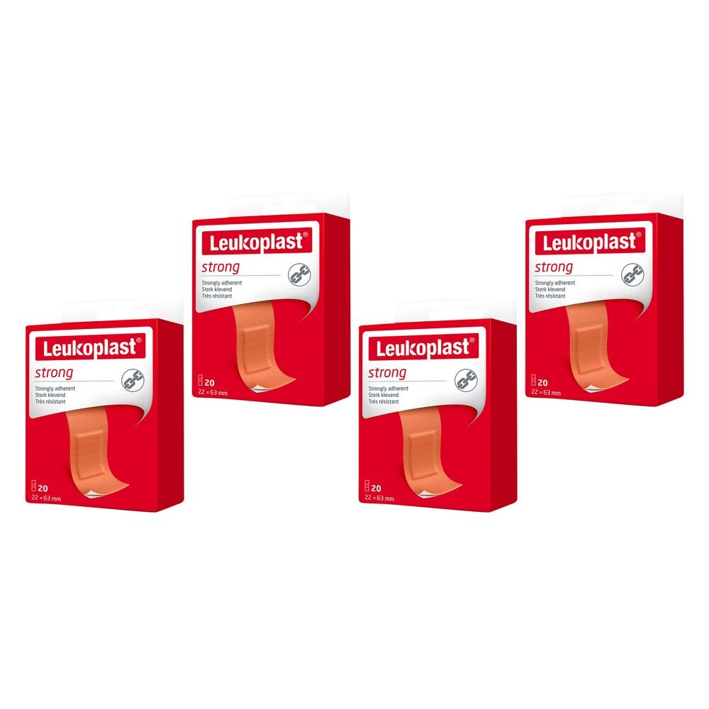 Leuko Leukoplast Strong First Aid Dressing 22mm x 63mm 20 Pack Bundle of 4