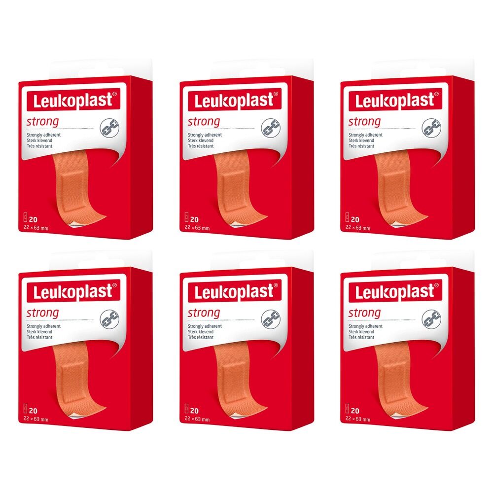 Leuko Leukoplast Strong First Aid Dressing 22mm x 63mm 20 Pack Bundle of 6