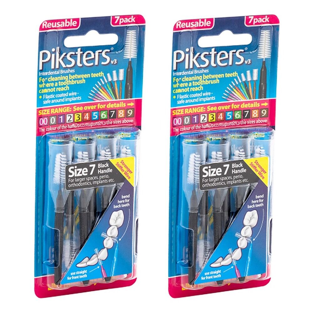 Piksters Interdental Brushes Black Size 7 7 Pack Bundle of 2