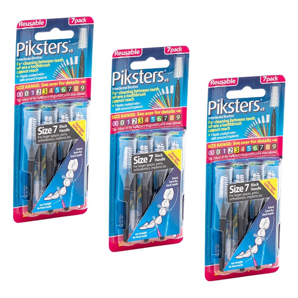Piksters Interdental Brushes Black Size 7 7 Pack Bundle of 3