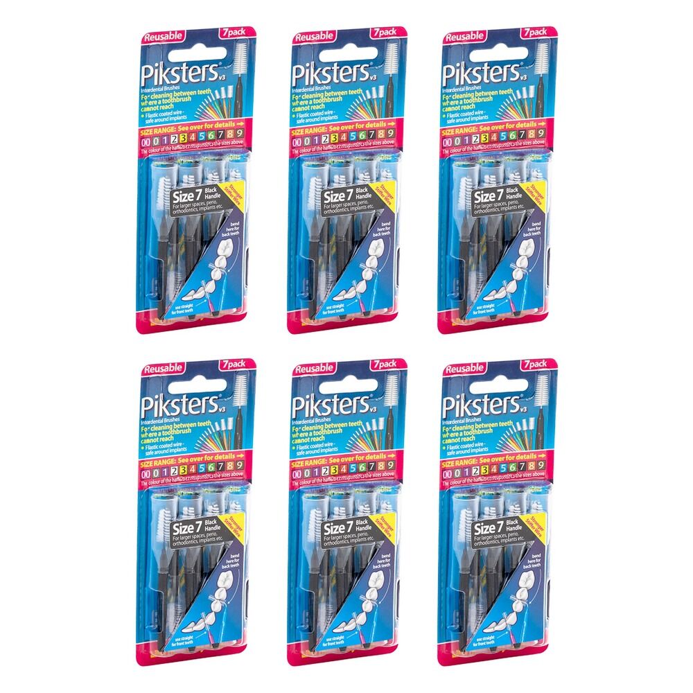 Piksters Interdental Brushes Black Size 7 7 Pack Bundle of 6