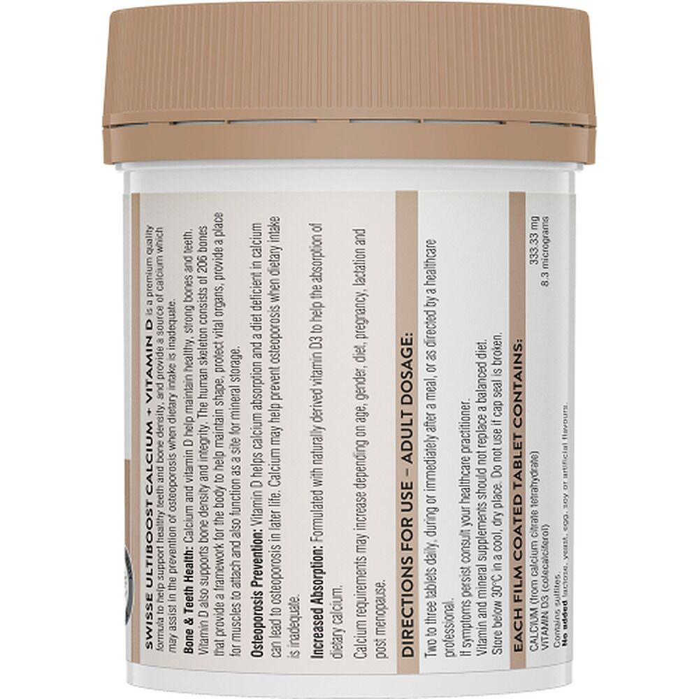 Swisse Ultiboost Calcium + Vitamin D 90 Tablets