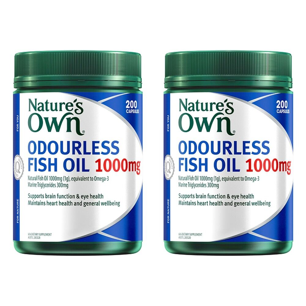 Nature's Own Odourless Fish Oil 1000mg 200 Capsules Pack of 2