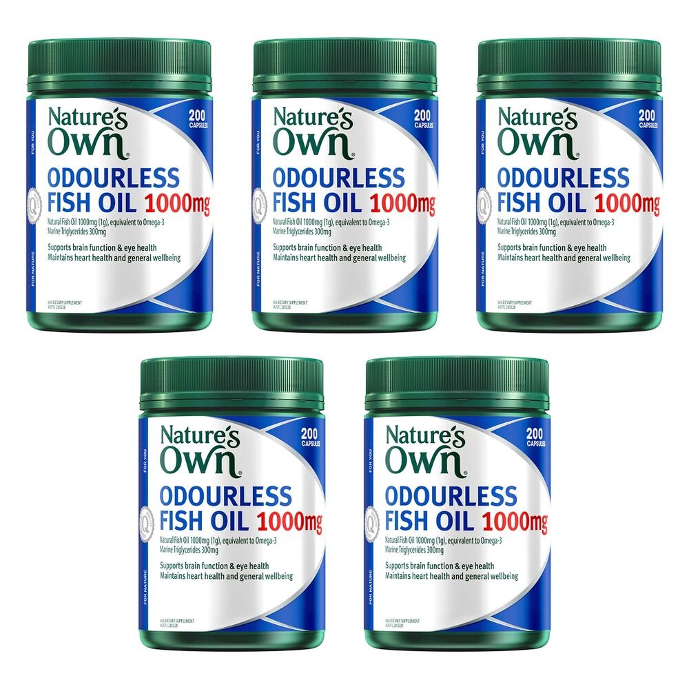 Nature's Own Odourless Fish Oil 1000mg 200 Capsules Pack of 5