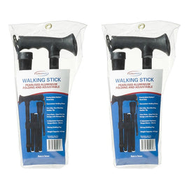 SurgiPack Aluminium Folding Walking Stick Black Pack of 2